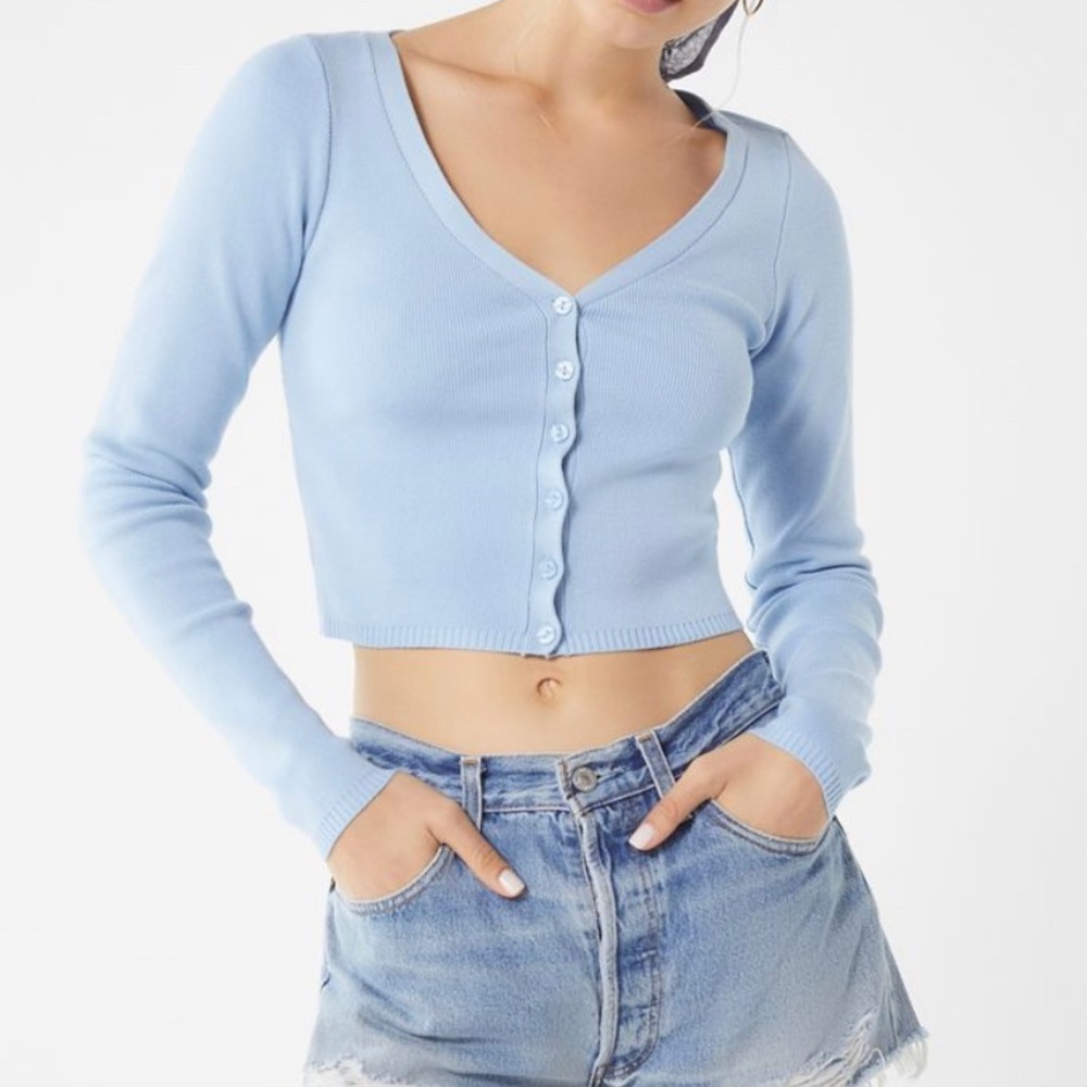 Baby blue cardigan top urban outfitters